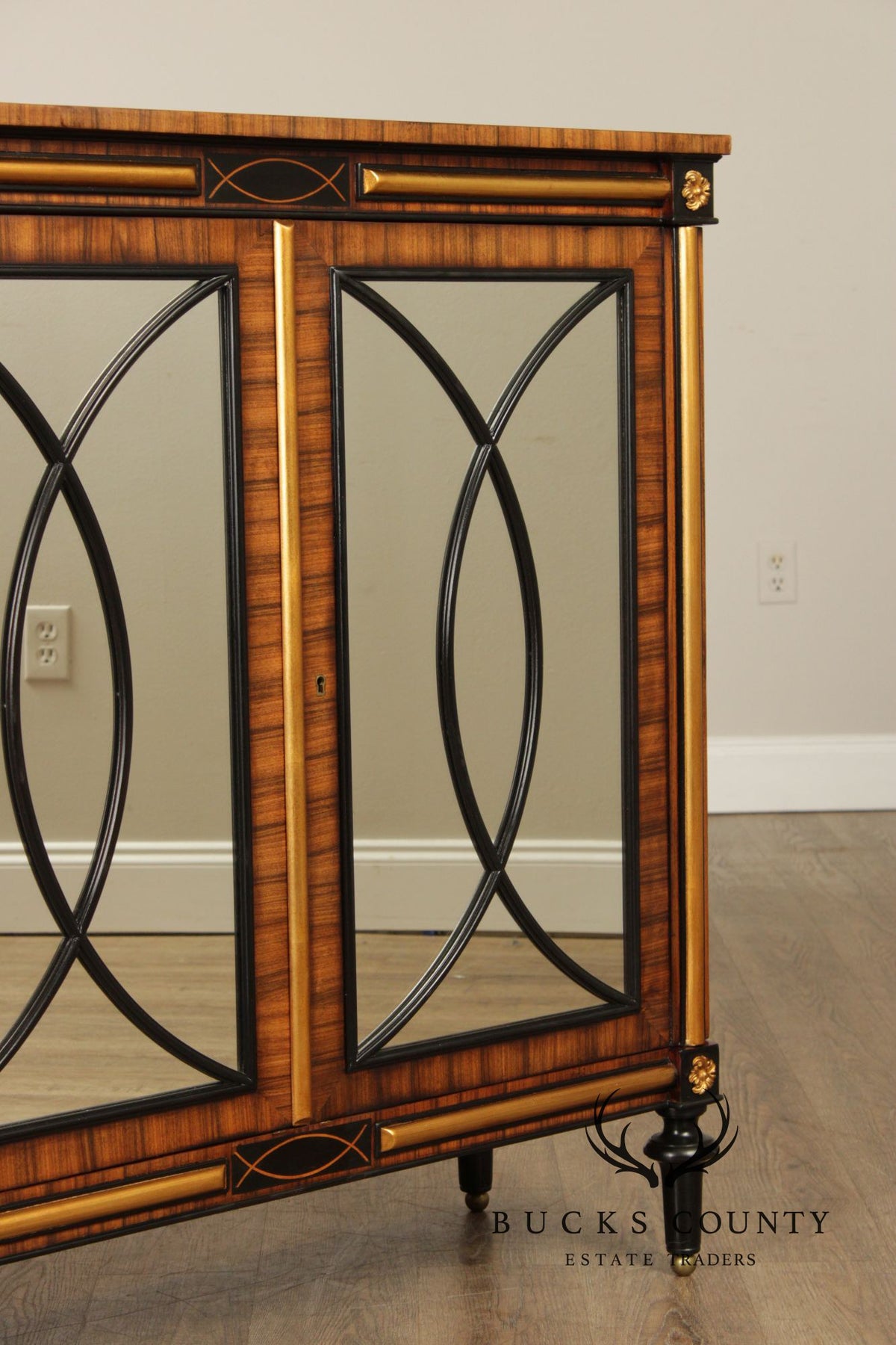 Regency Style Rosewood Mirrored Two Door Cabinet