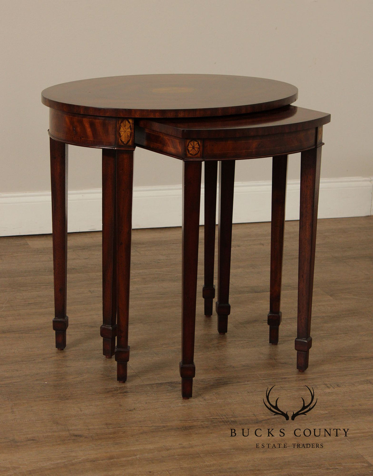 Maitland Smith Federal Style Pair of Mahogany Nesting Tables