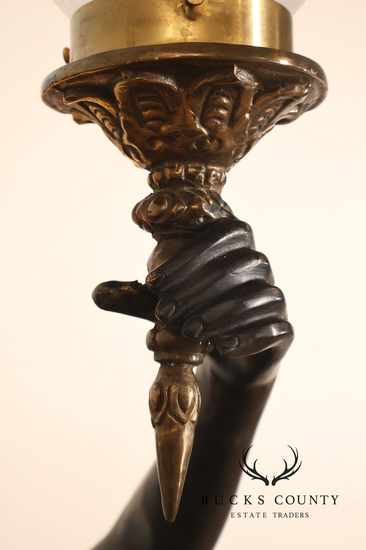 Neoclassical Style Pair Of Bronze Figural Torchere Floor Lamps