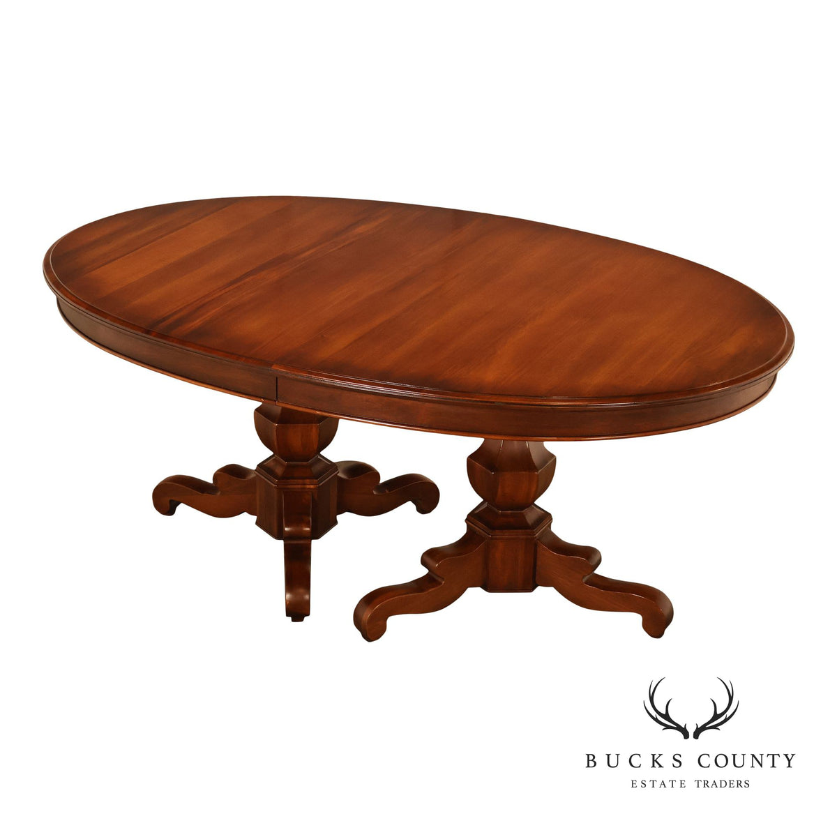 Henredon Oval Double Pedestal Extension Dining Table With Three Leaves