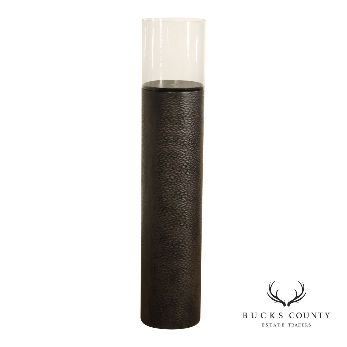 Contemporary Hammered Steel Pillar Candle Stand