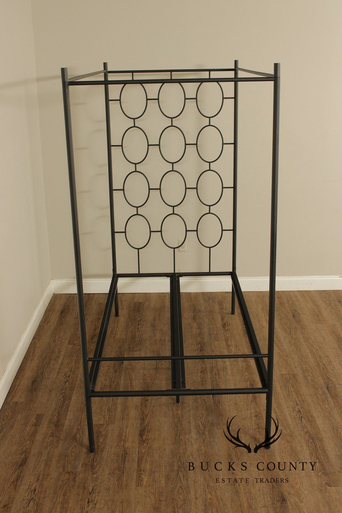 West Elm Pair of 'Ellipse' Twin Size Iron Canopy Beds