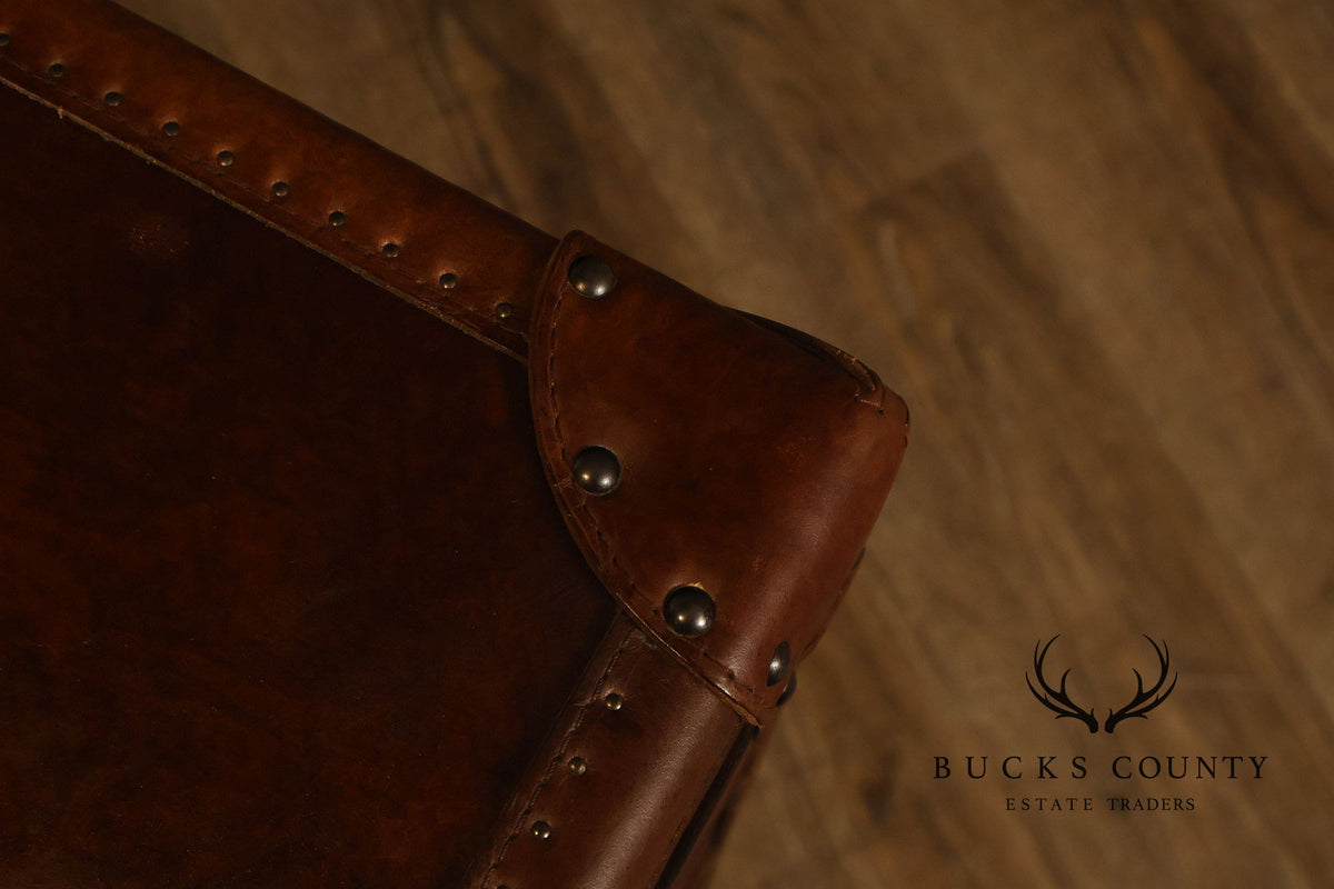 Restoration Hardware Leather Campaign-Style Storage Trunk With Drawers