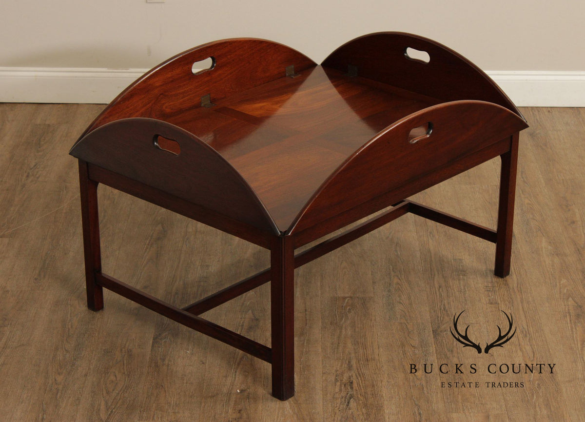 Vintage English Mahogany Butler's Tray Coffee Table
