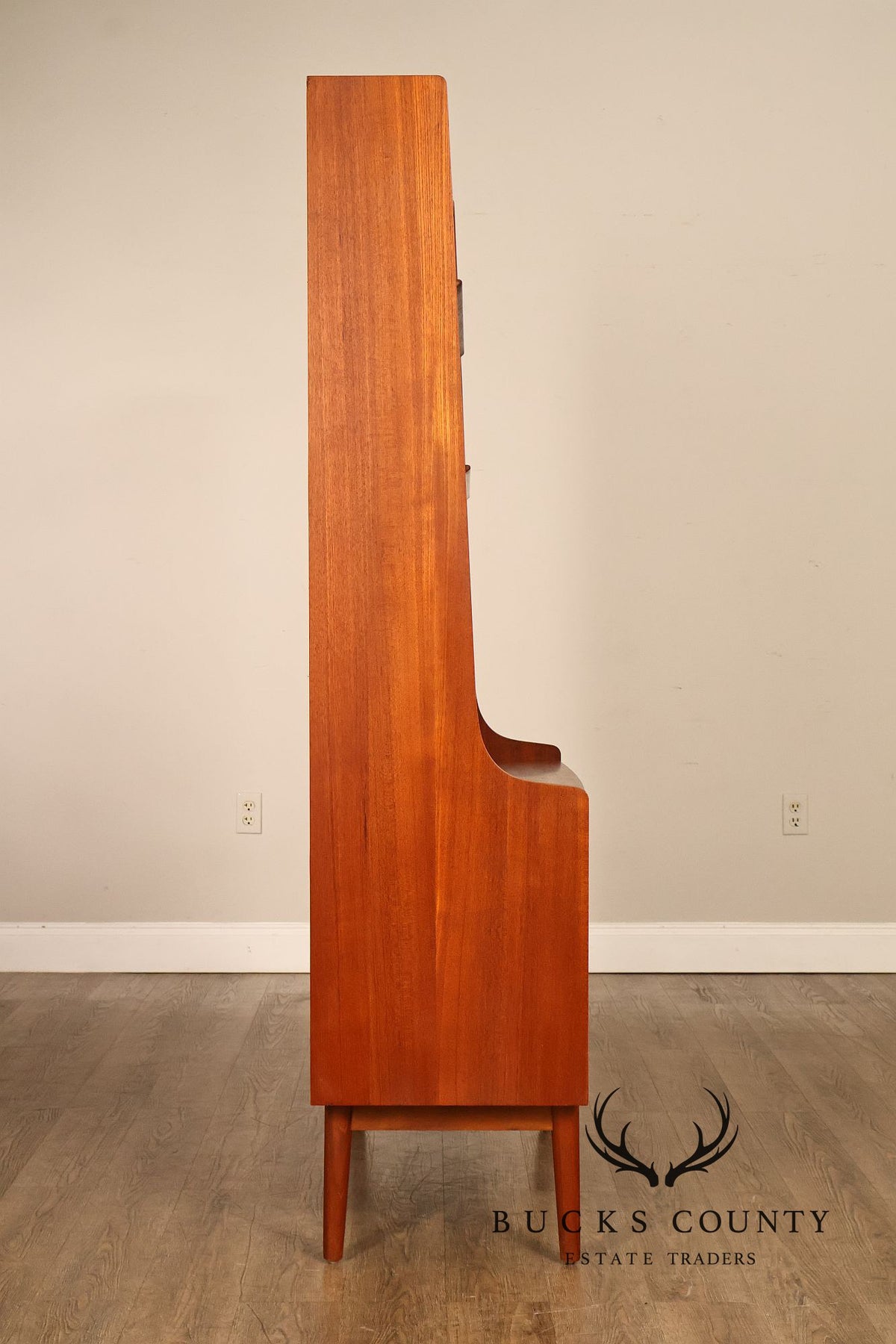 Johannes Sorth for Bornholm Mobelfabrik Danish Teak Tambour Door Secretary Desk Bookcase