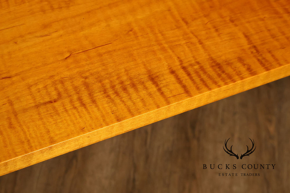 Sheraton Style Benchmade Tiger Maple and Walnut Dining Table