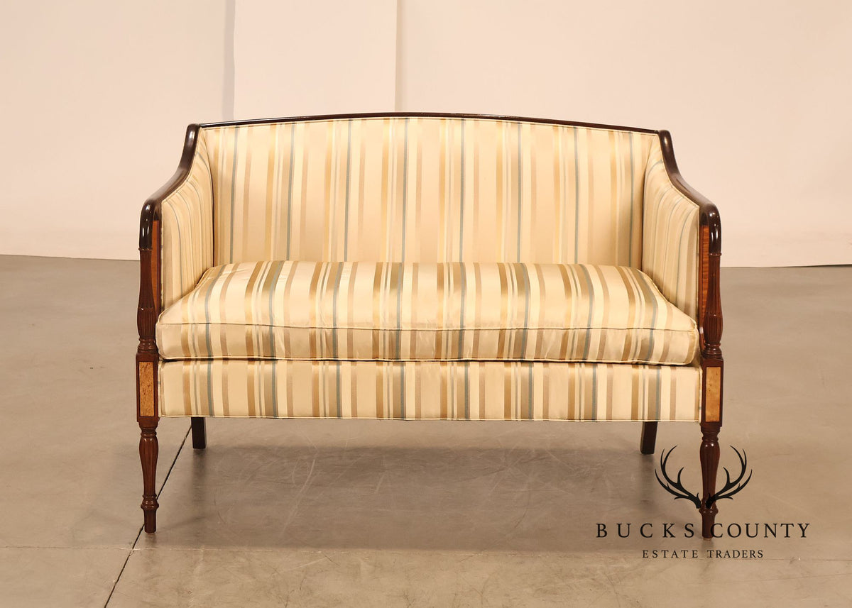 Southwood Sheraton Style Inlaid Mahogany Loveseat