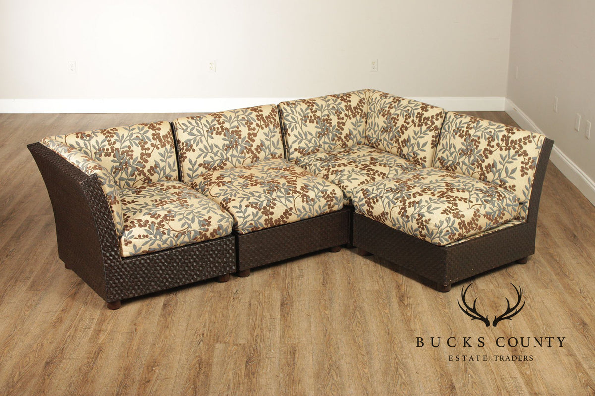 Orlando Diaz-Azcuy For McGuire Cambay Woven Wicker4 Part Sectional Sofa