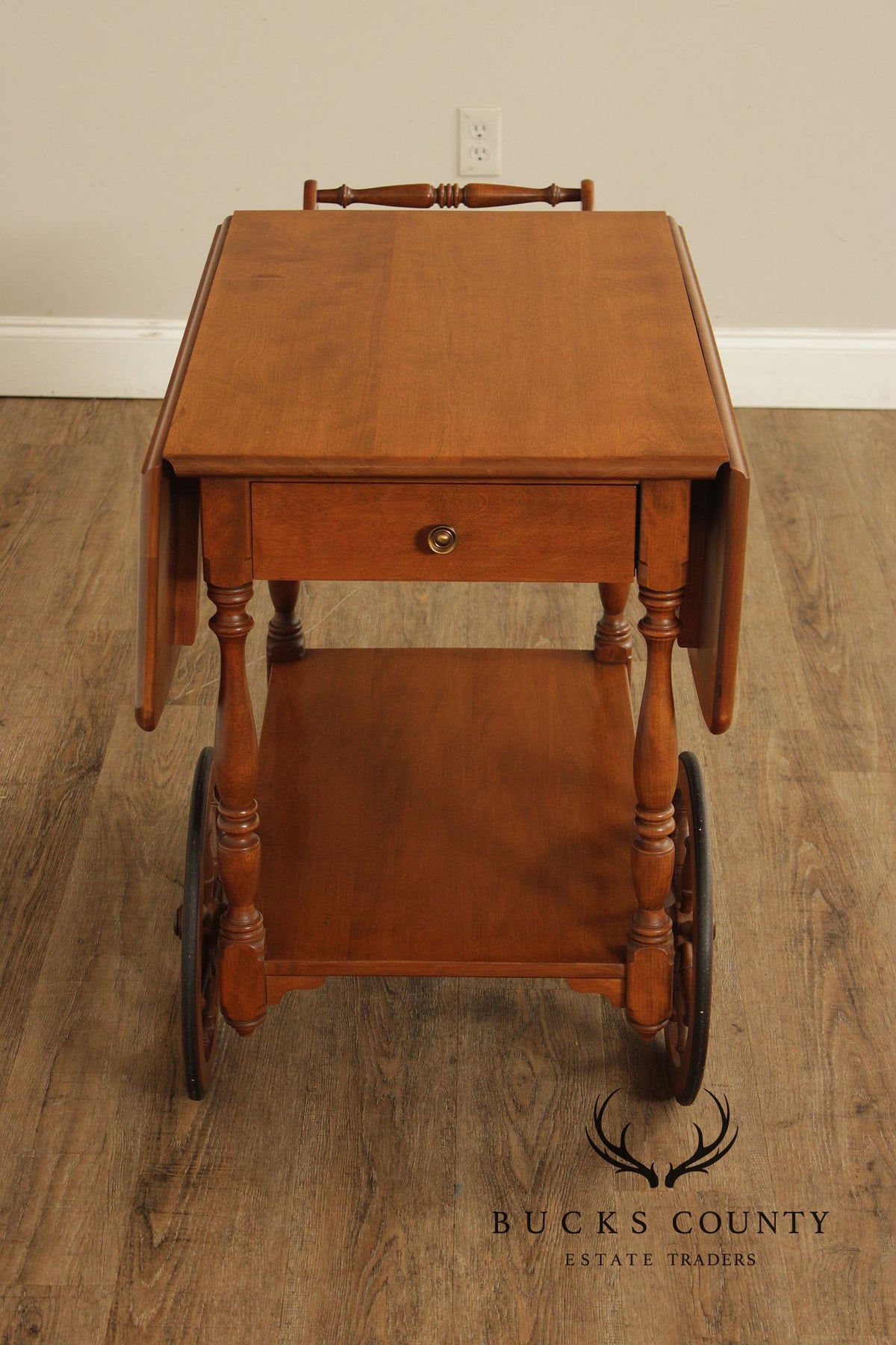 Ethan Allen Early American Maple Drop-Leaf Tea Cart