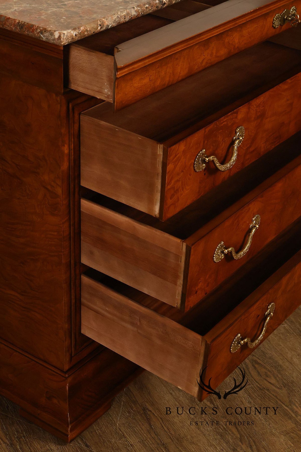 Henredon 'Charles X' Pair of Marble Top Chests