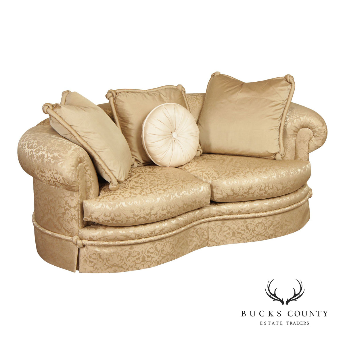 Quality Damask Upholstered Loveseat