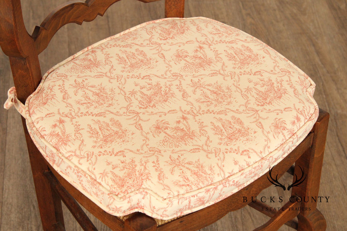 French Provincial Set Of 10 Rush Seat Dining Chairs