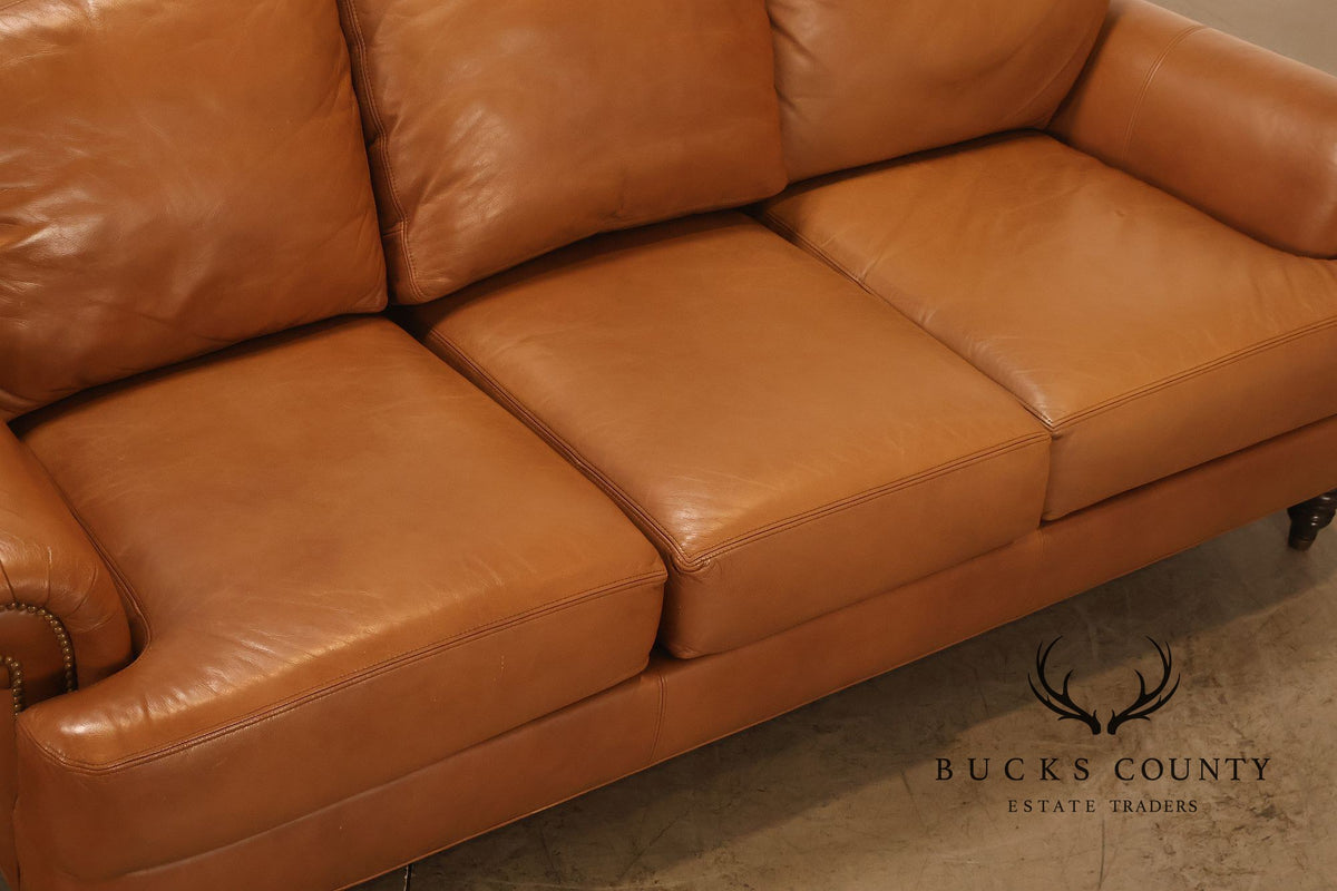 Ethan Allen 'Hyde' Three-Seat Leather Sofa