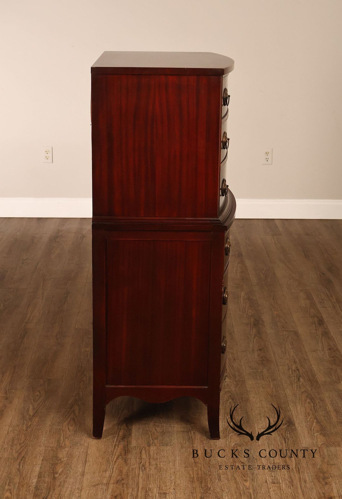 1940s Hepplewhite Style Mahogany Chest On Chest