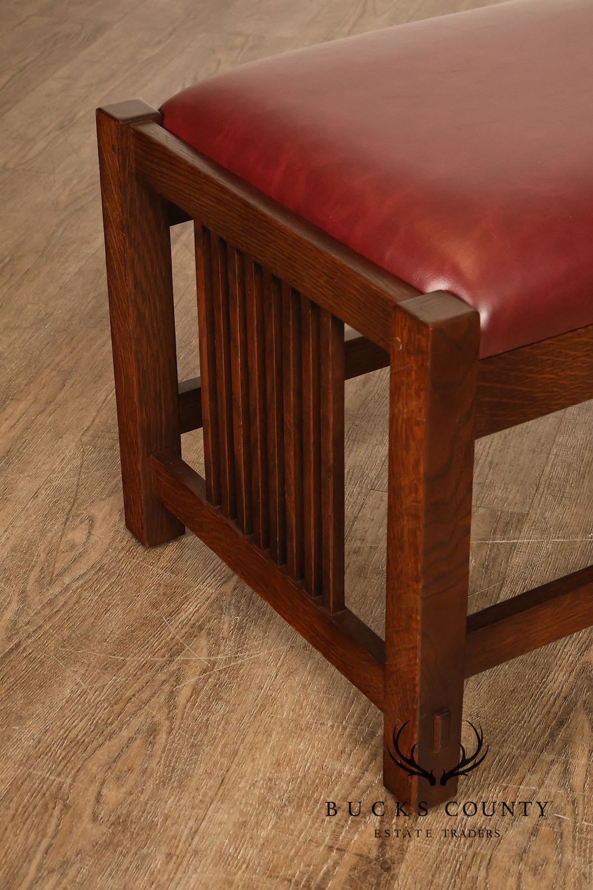 Stickley Mission Collection Oak Upholstered Bench