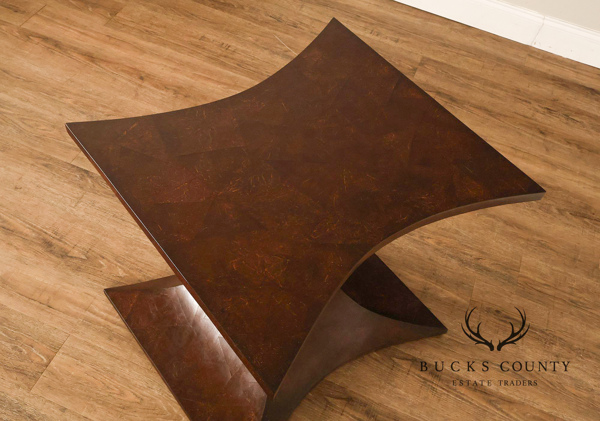 Sculptural Pair Of Coconut Shell Veneer Side Tables