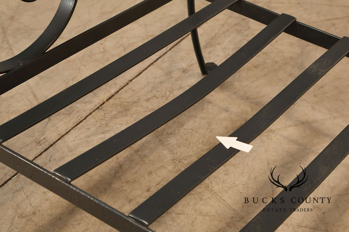 Vintage Pair of Wrought Iron Scroll Arm Lounge Chairs