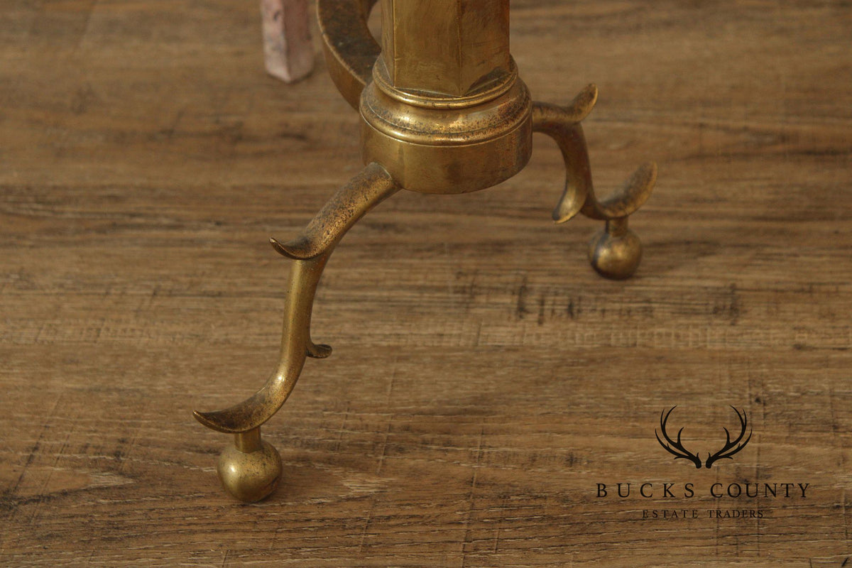 Vintage Federal Style Pair of Brass Andirons