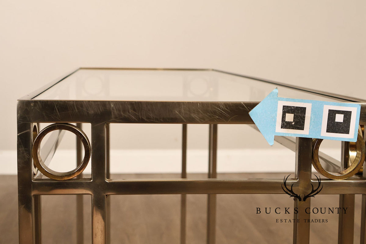 Modern Art Deco Style Glass Top Console Table