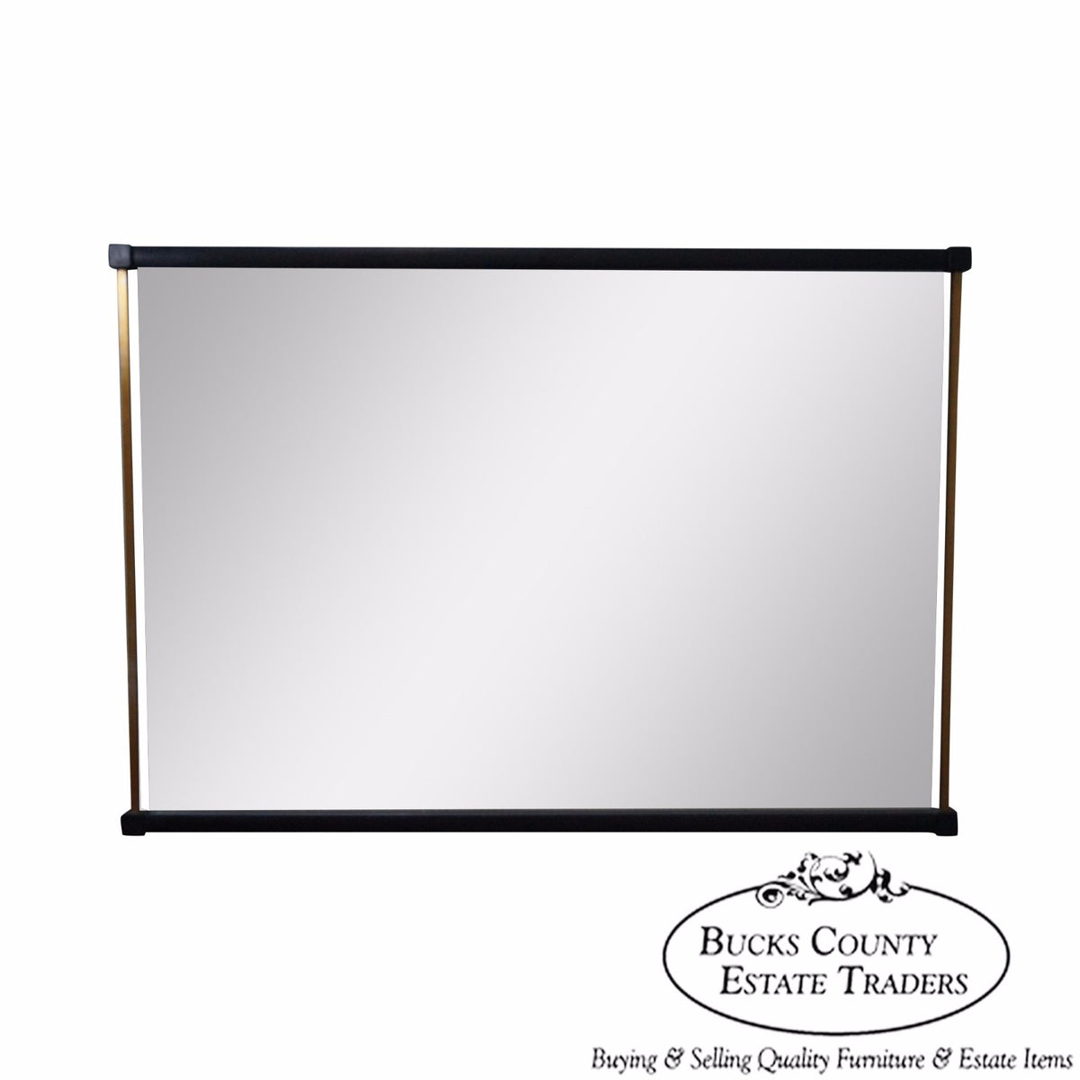 Tung Si Collection Ebonized & Brushed Nickel Asian Inspired Beveled Glass Mirror