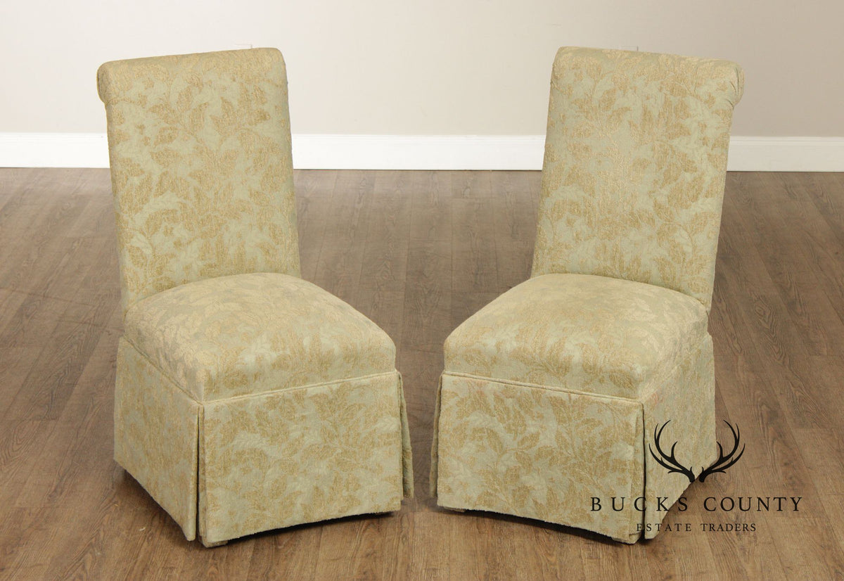 Pair of Upholstered Slipper Dining Side Chairs
