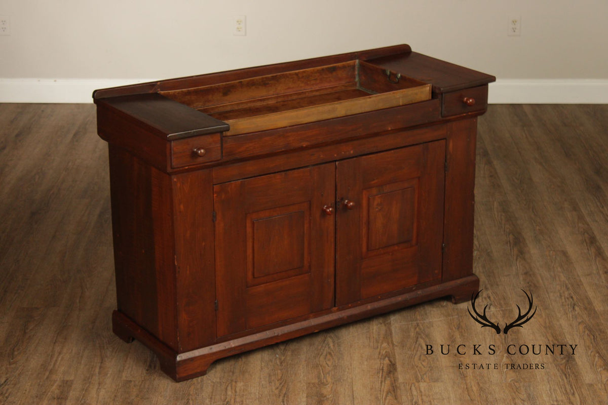 Antique Farmhouse Pine and Copper Dry Sink