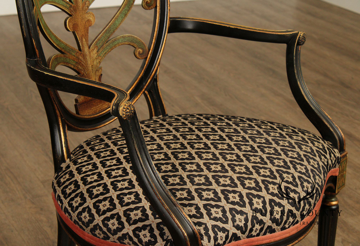 David Michael Louis XVI Style Set of Four Painted Armchairs