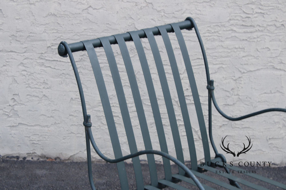 Vintage Wrought Iron Patio Lounge Chair and Ottoman