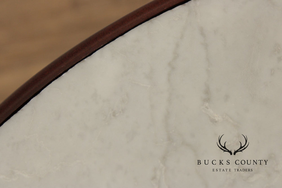 Vintage Wrought Iron and Round Marble Top Side Table