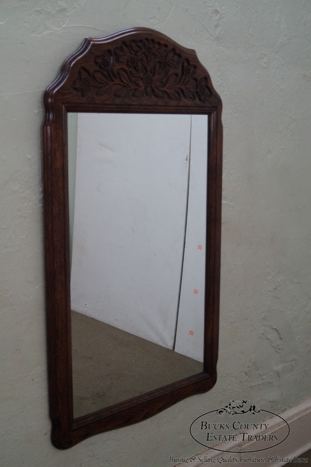 Solid Oak Frame French Country Style Hanging Wall Mirror