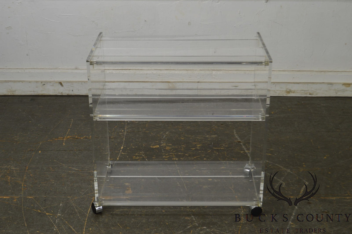 Mid Century Modern Lucite 3 Tier Serving Cart