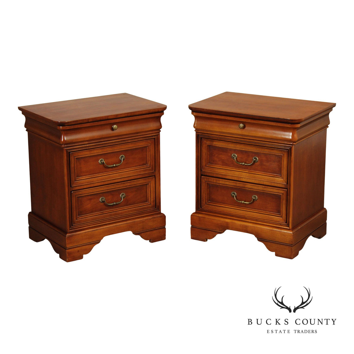 Lexington 'Chez Michelle' Pair Of Cherry Louis Philippe Style Three-Drawer Nightstands