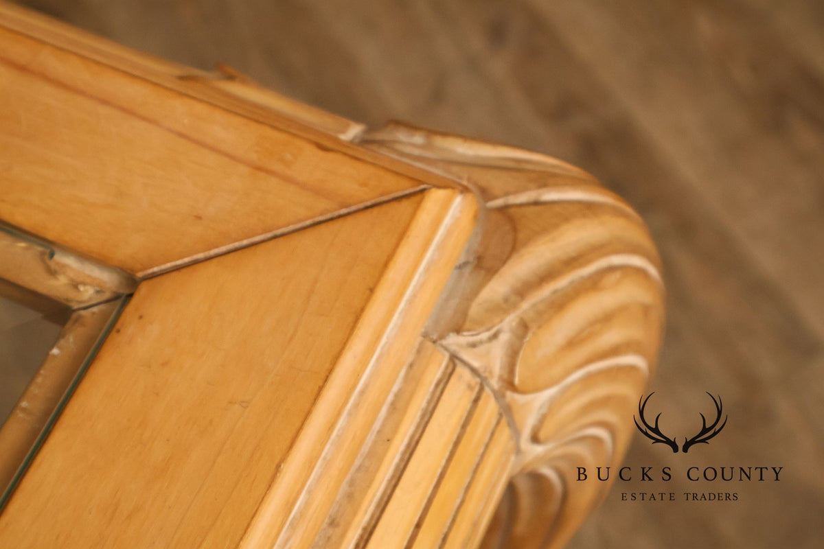 Hollywood Regency Narrow Glass Top Sofa Table