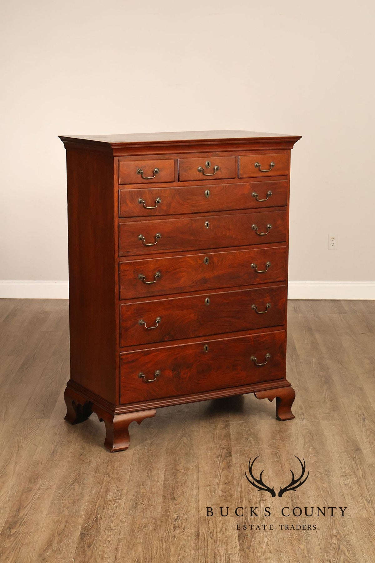 Antique Chippendale Walnut Eight-Drawer Tall Chest