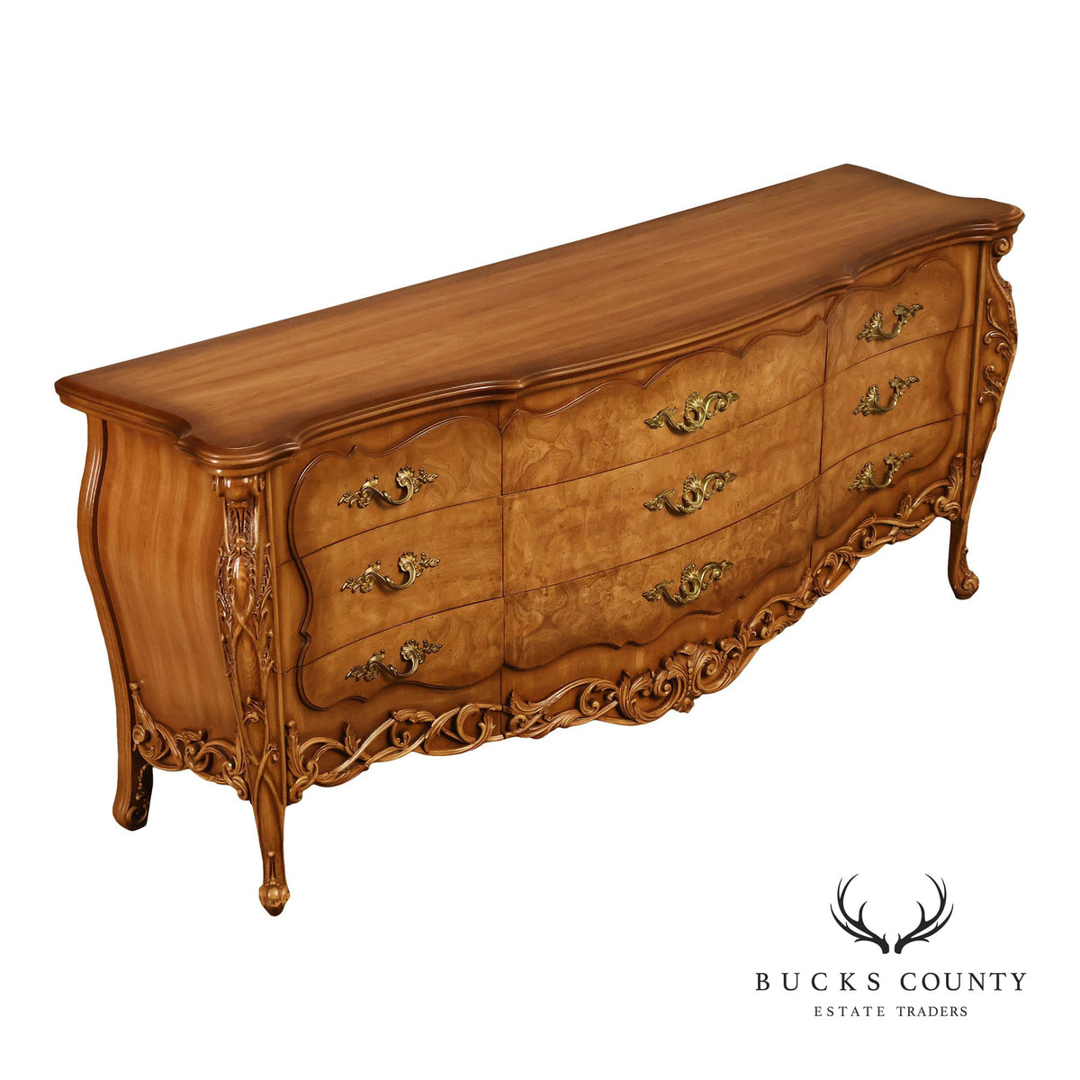Italian Rococo Style Walnut Triple Chest