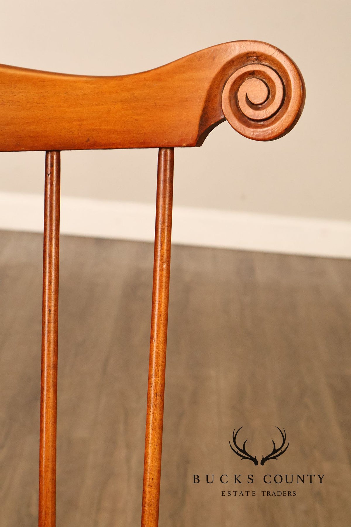 Conant Ball Maple Windsor Armchair With Scroll Crest Rail