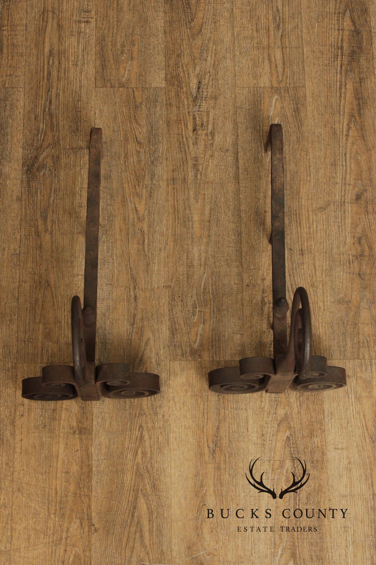 Antique Pair of Hand Forged of Fireplace Andirons