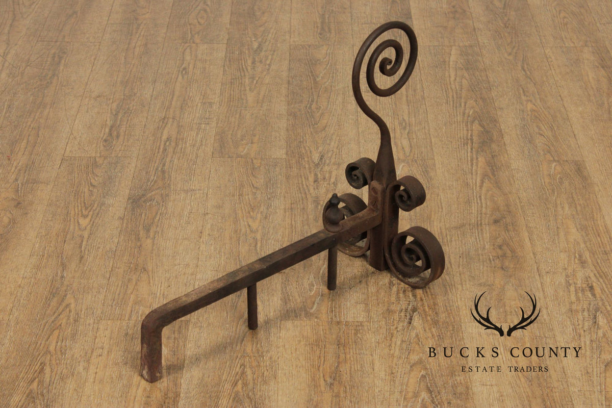 Antique Pair of Hand Forged of Fireplace Andirons
