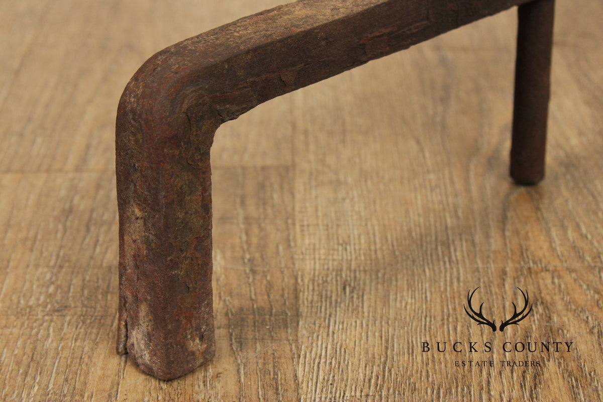 Antique Pair of Hand Forged of Fireplace Andirons