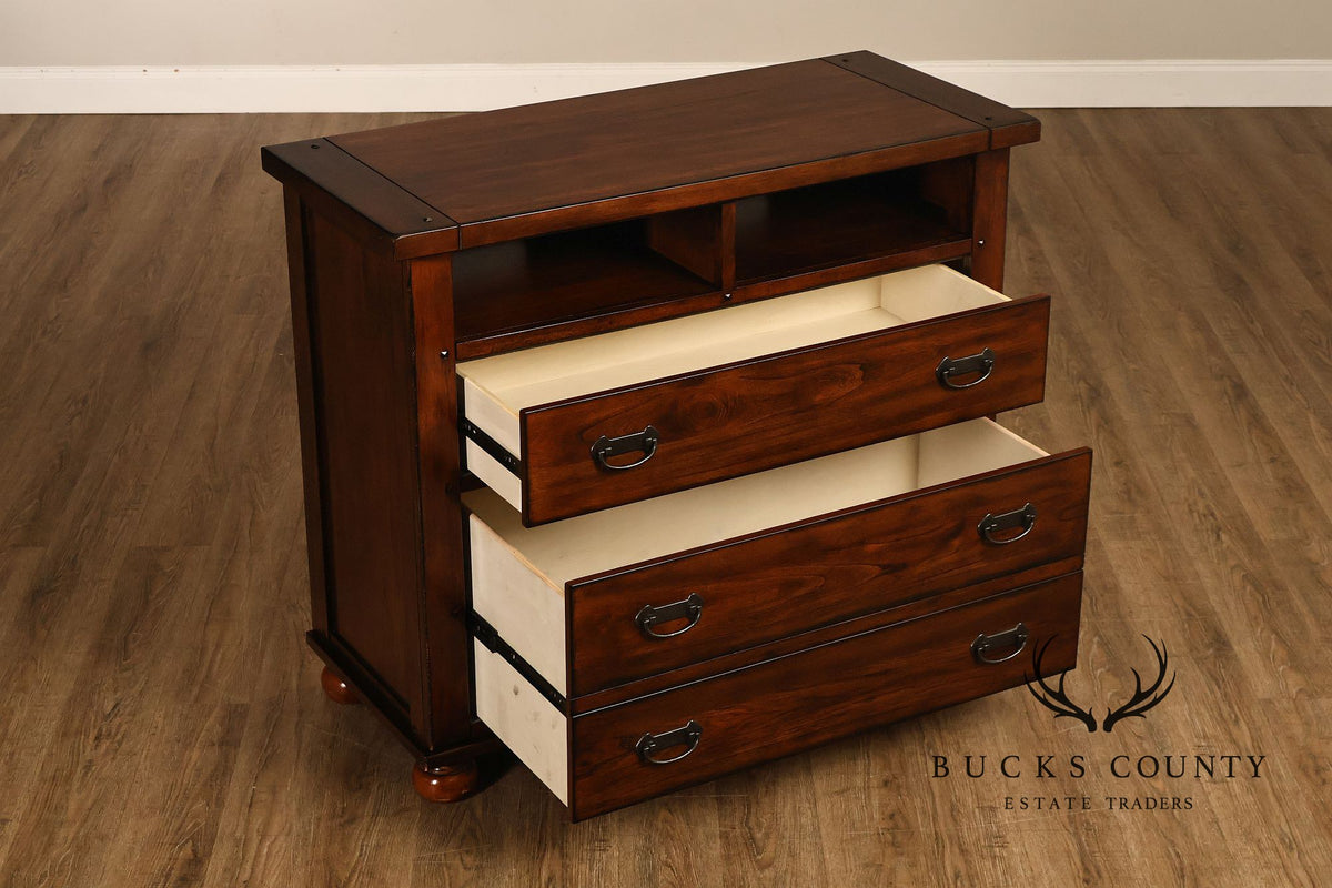 Mission Style Media Chest With Open Storage