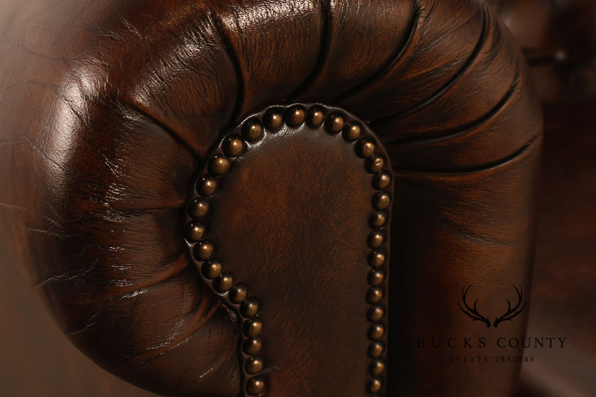 Chesterfield Style Tufted Brown Leather Sofa