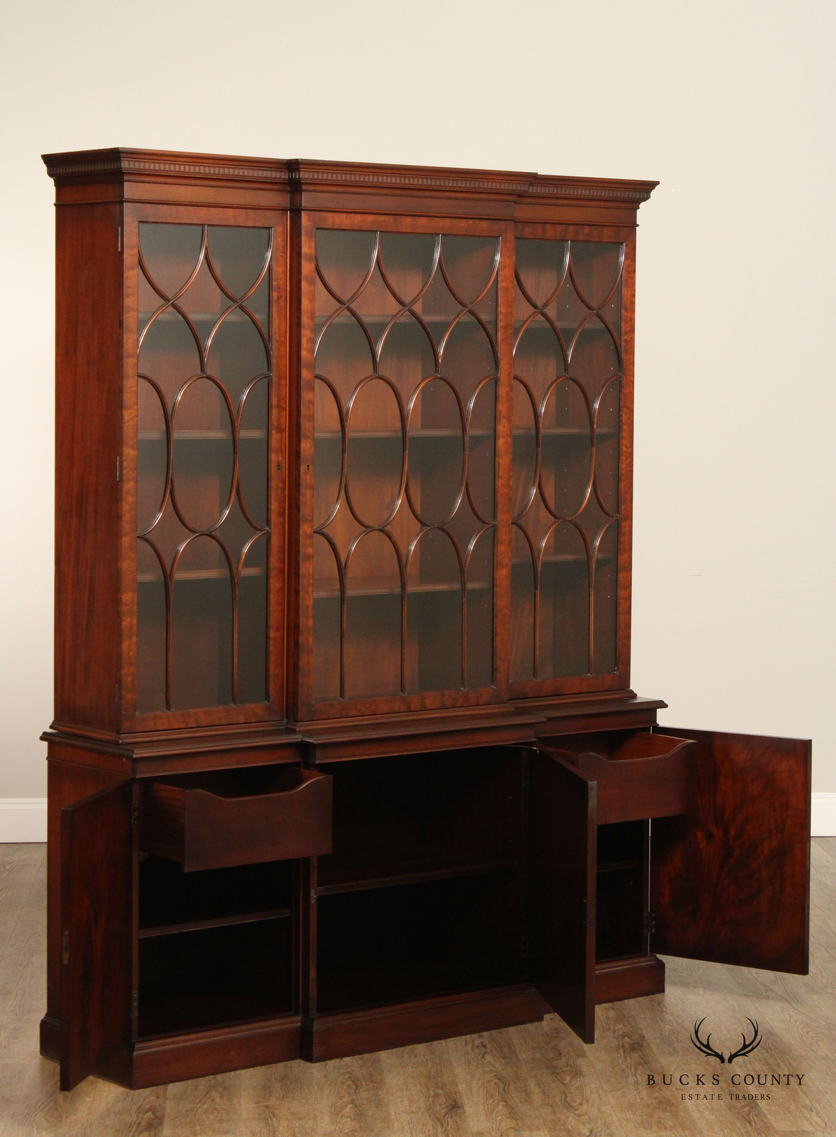 Charak Georgian Style Mahogany Hand Crafted Breakfront