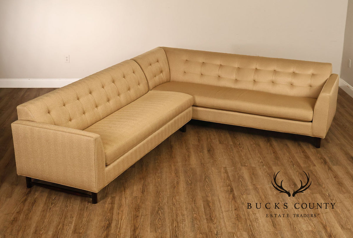 Sherrill Furniture Contemporary Modern Tufted Upholstered Sectional Sofa
