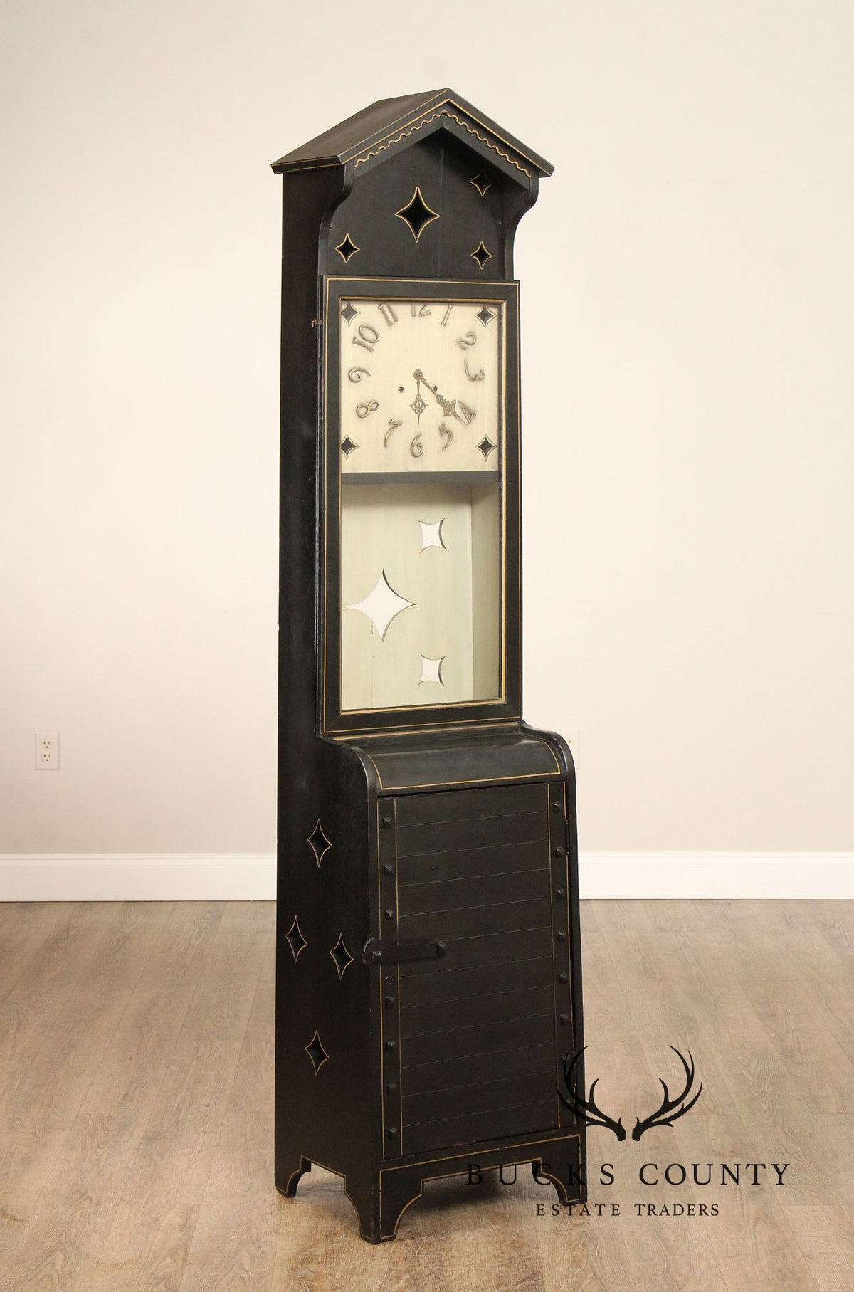 Shop Of The Crafters Antique Oak Ebonized Grandfather Clock