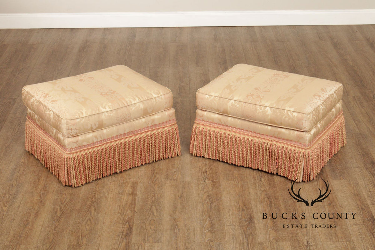 Century Furniture Pair of Fringed Ottomans