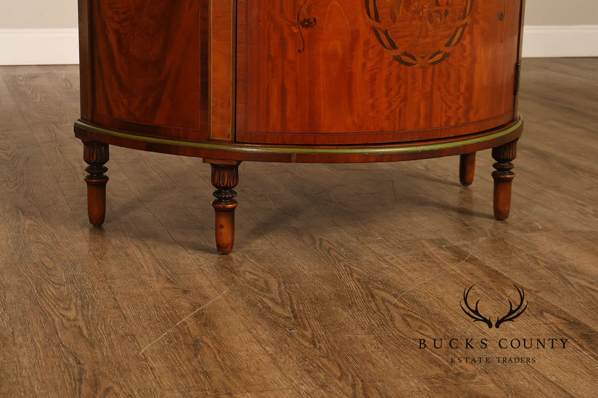 Neoclassical Style Inlaid Demilune Cabinet With Interior Drawers