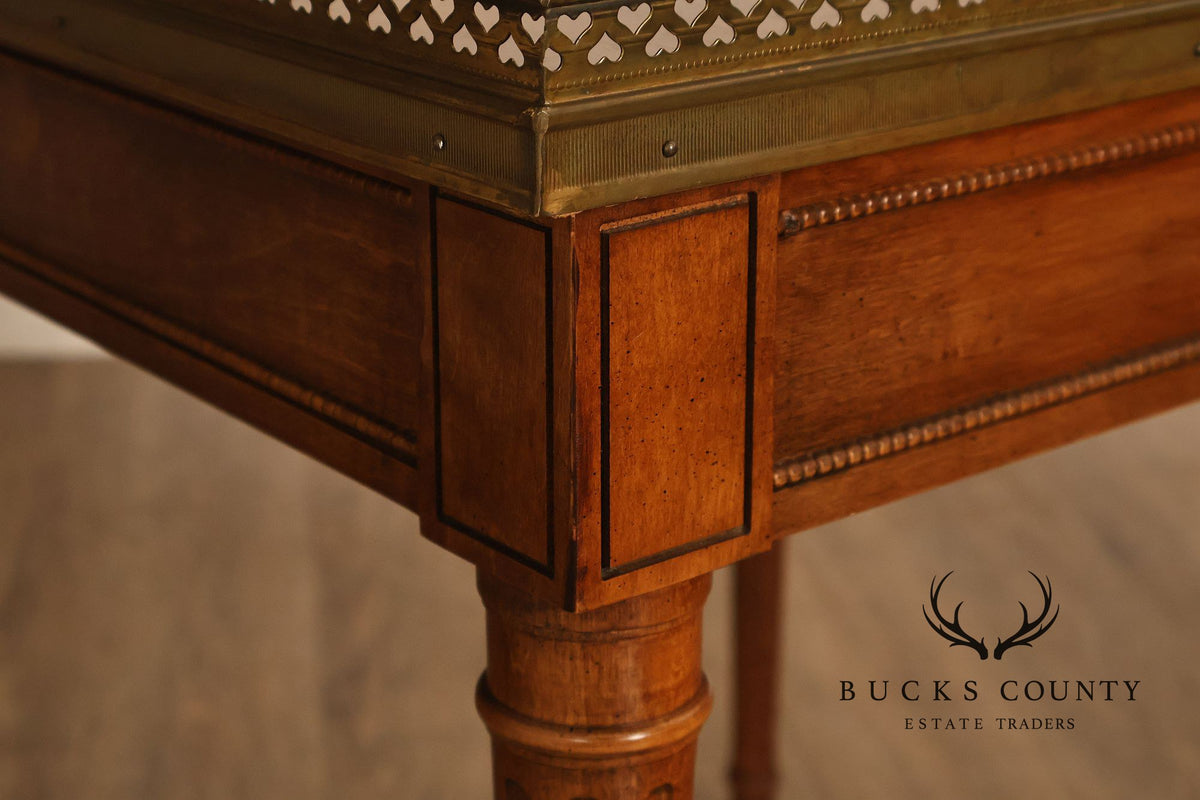 Title: Baker Furniture Louis XVI Style Mahogany Brass Gallery Side Table