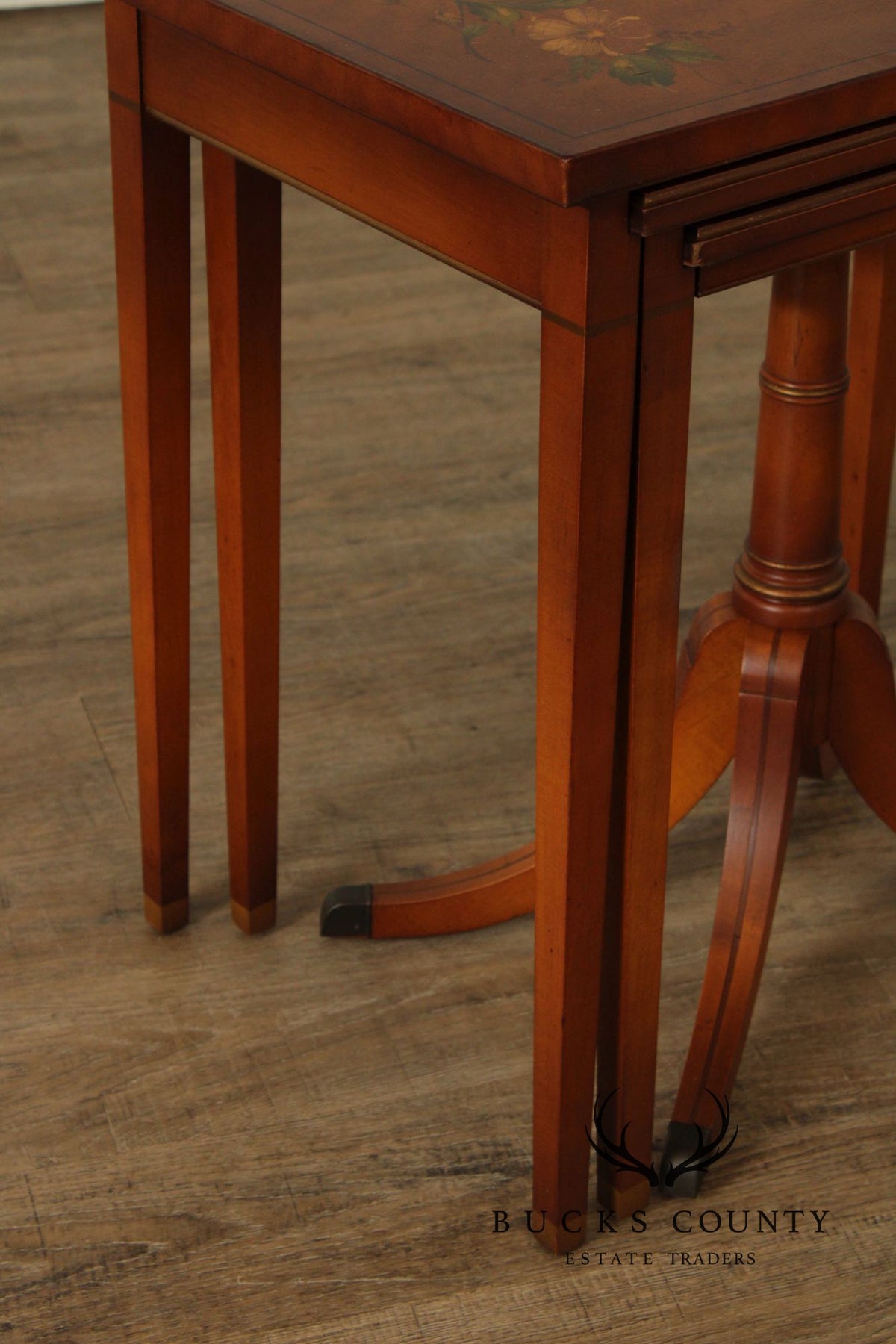 1930's Imperial Furniture Edwardian Set of Three Satinwood Nesting Tables