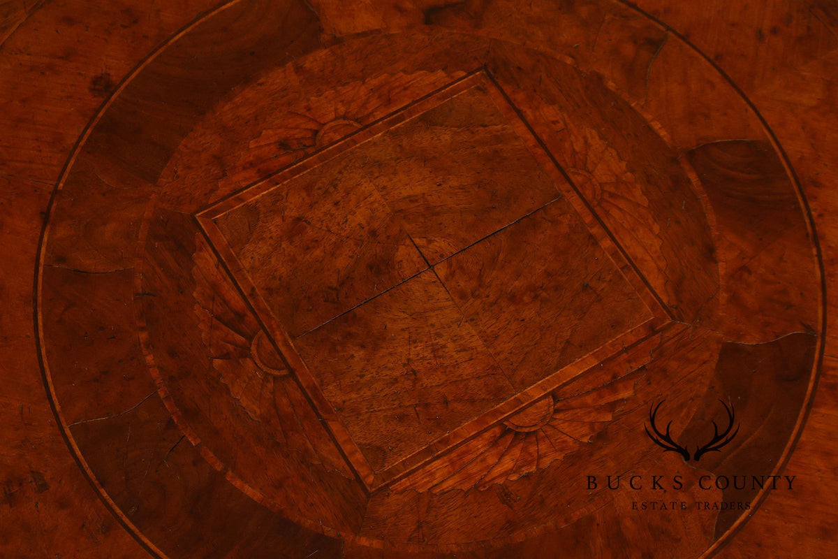 Koypthe Continental Style Walnut And Burl Walnut Inlaid Accent Table