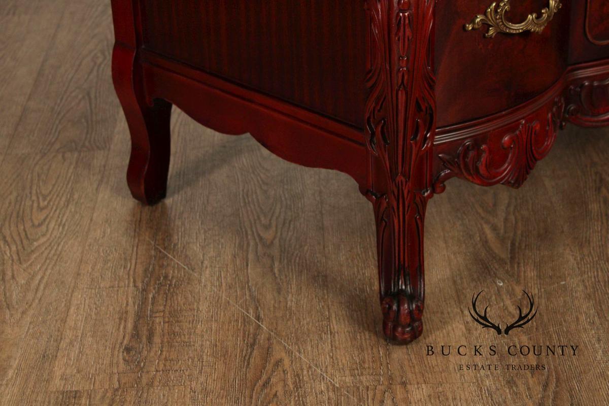 1940's French Louis XV Style Flame Mahogany Tall Chest